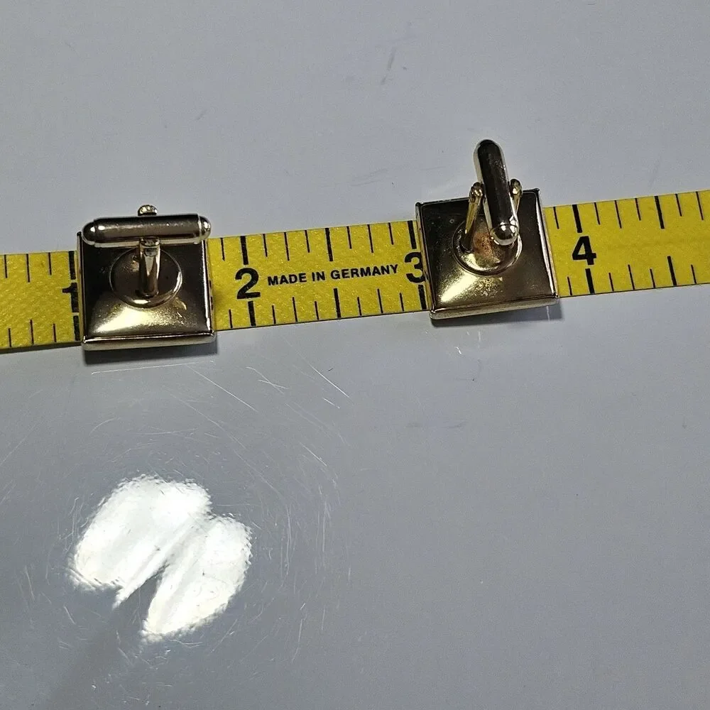 Gold Tone Black Vintage 1960's Signed Anson Musical Note Cuff Links
